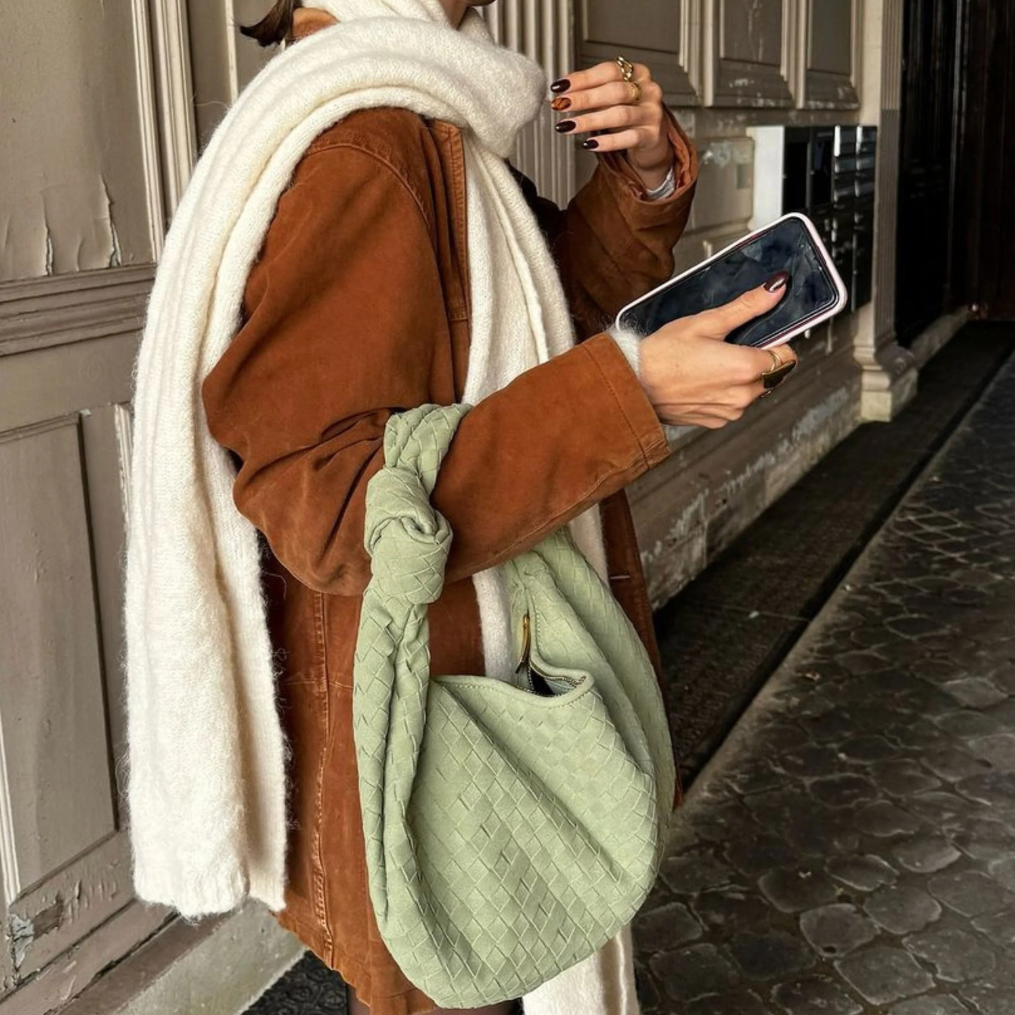 Knotted Suede Shoulder Bag
