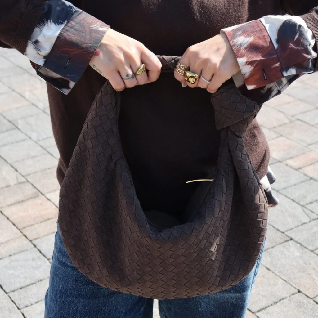 Knotted Suede Shoulder Bag